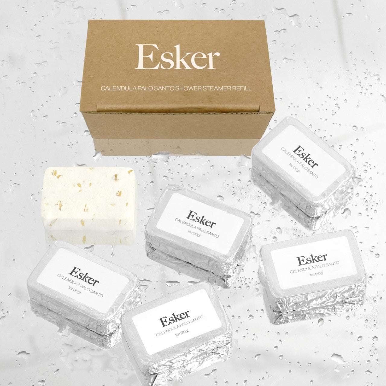 ESKER Aromatic Shower Steamer Set - 1 MARBLE HOLDER & 4 SHOWER