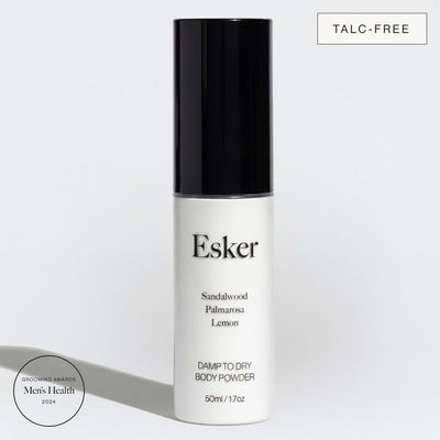 Esker Damp to Dry Body Powder, talc-free, Men’s Health Grooming Awards 2024