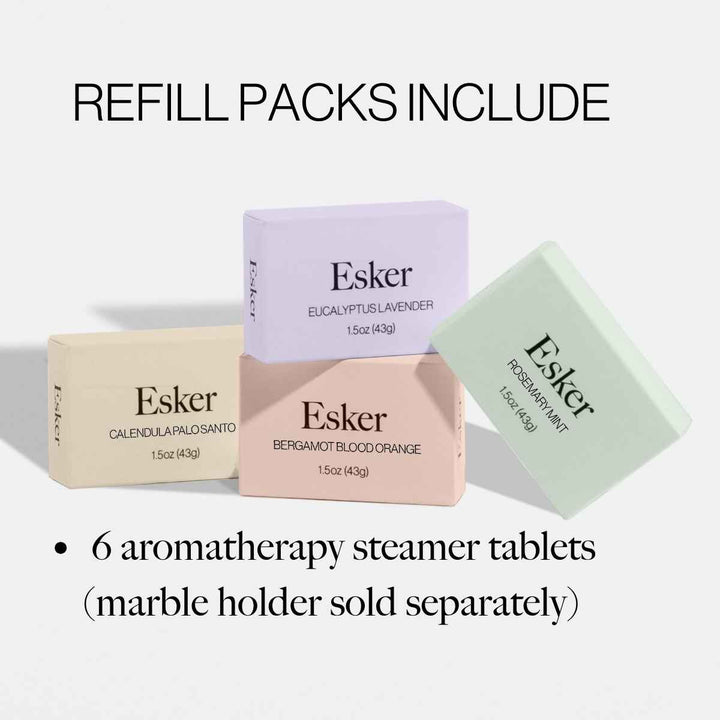 Refill pack contents: six aromatherapy steamer tablets, marble holder sold separately - Esker