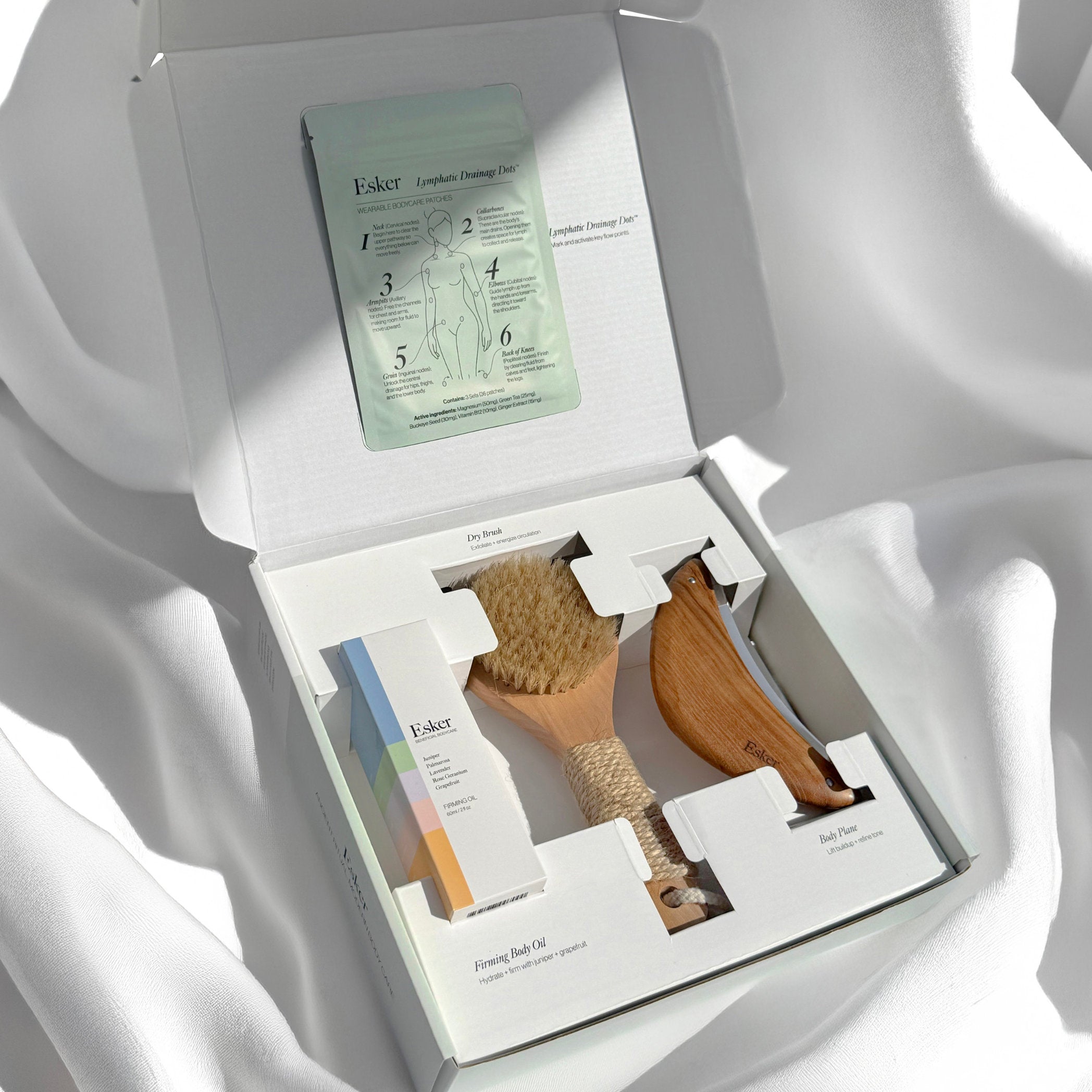 Lymphatic Flow 4-Piece Body Care Set & Tools Kit | Dry Brush, Body